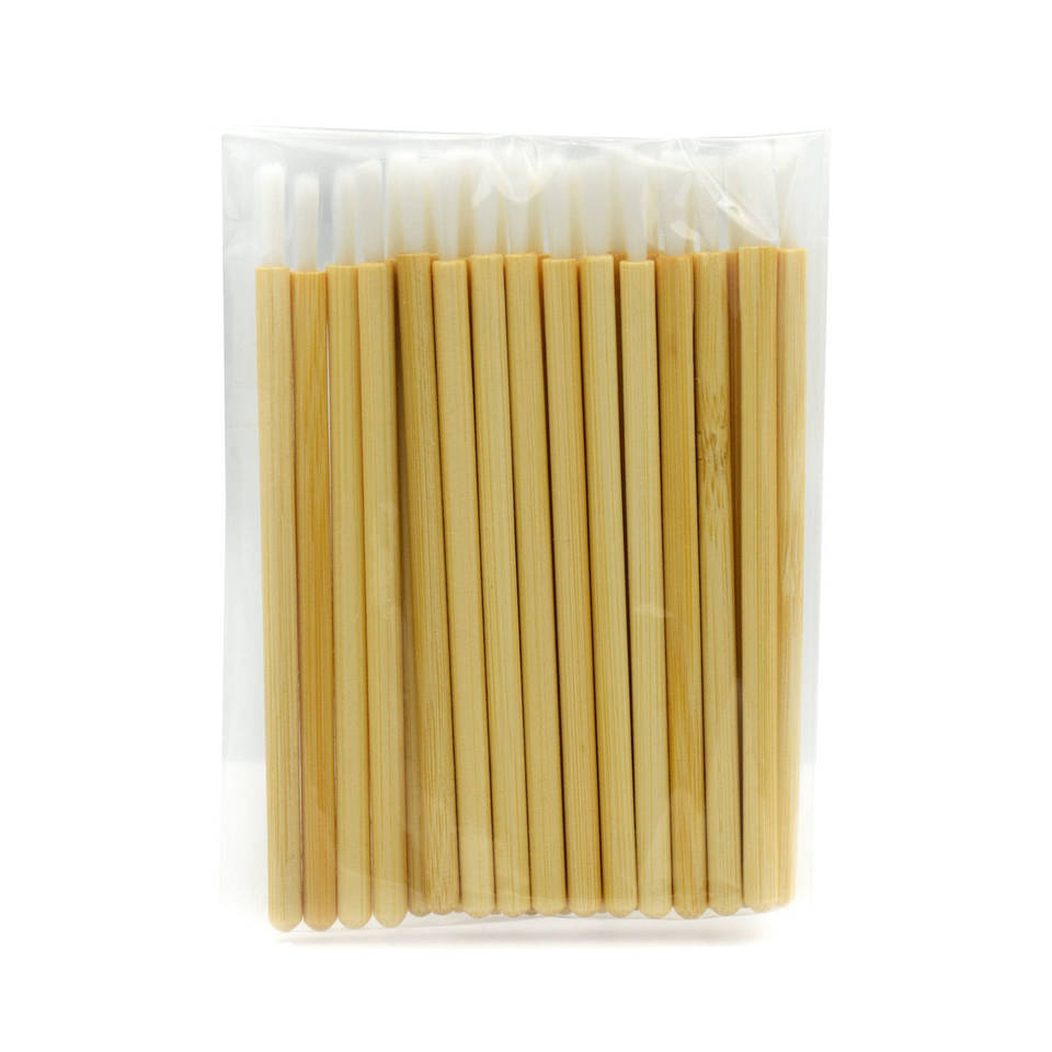 Wholesales Lip Wands Factory Oem Eco-friendly Nylon Hair One-off Disposable Makeup Lip Brush Applicator With Bamboo Wood Handles
