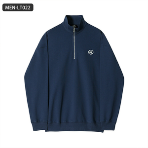 Sudadera con cremallera de medio cuello alto de otoño para Hombre | Estilo coreano de moda suelta | Jersey con bordado de letras Top de manga larga - Product Image 4