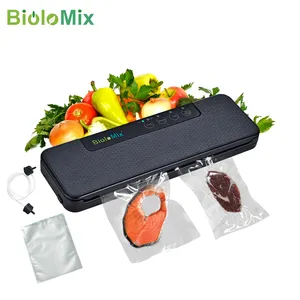 BioloMix Automatique de Scelleur De Vide de Nourriture Humide ou Sec Économiseur de Nourriture Machine à Emballer avec 10 pièces sacs gratuits pour Sous Vide Blanc/Noir W230