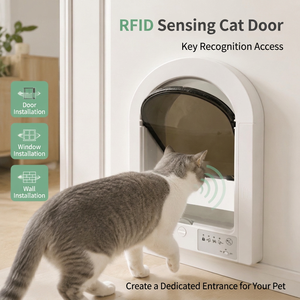 Barrière Intelligente RFID pour Animaux de Compagnie – Portillon de Sécurité pour Chats et Chiens avec Installation Intégrée et Contrôle d'Accès par <span class=keywords><strong>Puce</strong></span> de Collier - Product Image 2