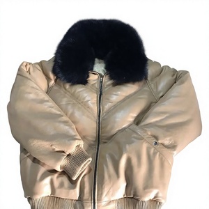 Genuine Sheepskin V Bomber Leather Jacket Men Multi-Color Motorcycle Vintage Waterproof Eco-Friendly Windproof Turn-down Collar - Product Image 1