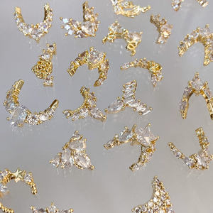 Breloques de luxe ruban d'or bague française bijoux pour ongles Zircon 3d Nail Art pendentif pour Salon de beauté - Product Image 6