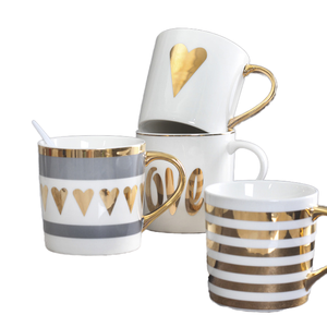 Promoción al por Mayor QX Lingjian, Tazas de Café de Cerámica Modernas y de Lujo, Personalizadas, con Múltiples Diseños, Asa Dorada, Caja Blanca, Buena Calidad - Product Image 1