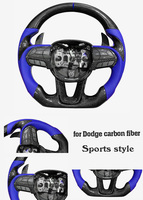 Volant de course en Fiber de carbone sergé brillant de haute qualité pour Dodge Challenger Chevrolet Fit Style sport cuir point rouge