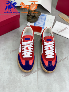 Men's Green Pink Color <b>Block</b> Low Top Casual Sneakers Retro Gum Sole Trainers - Product Image 3