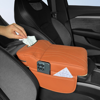 Almohadilla multifuncional de PVC y cuero para reposabrazos de coche al por mayor, cojín elevador para reposabrazos de coche, cojín para caja de reposabrazos con diseño de almacenamiento de pañuelos