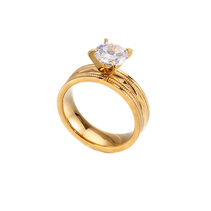 Minimalist Personalized Hollow Zircon Inlaid 316L Stainless Steel <b>Adjustable</b> <b>Ring</b> 18K Gold Plated Titanium Steel Finger <b>Ring</b> - Product Image 3