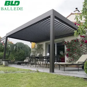 Persiana de aluminio para barbacoa, techo de lujo, pérgola para jardín, Gazebo con cortina lateral