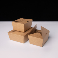 Lot de 3 boîtes à lunch jetables en kraft pliables, conteneurs bento à emporter, avec languettes, logo personnalisé OEM, vente en gros, boîte écologique biodégradable
