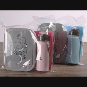 Boîte à lunch en plastique sûr pour enfants avec motif d'éléphant de dessin animé, ensemble bouteille d'eau et cuillère, idéal pour l'école - Product Image 5