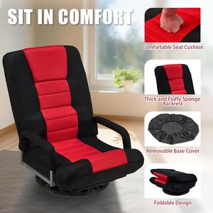 Nouveau Design base pivotante 360 rotation ajuster Position dossier pliant <span class=keywords><strong>sol</strong></span> jeu vidéo chaise d'ordinateur pour la lecture de TV jouer rouge - Product Image 2