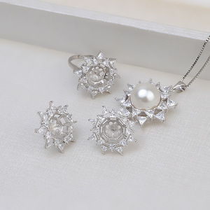 S925 Silver Ear Nail and Head Ring with Large <b>Pearl</b> Women's DIY Semi-Finished <b>Jewelry</b> <b>Set</b> 1390 - Product Image 1