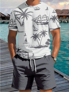 เสื้อยืดผู้ชายลำลองฤดูร้อนทรงโอเวอร์ไซส์ลายกราฟิก ผ้าถักโพลีเอสเตอร์ ป้องกันขนร่วง แขนสั้น คุณภาพดี สีขาวล้วน - Product Image 6