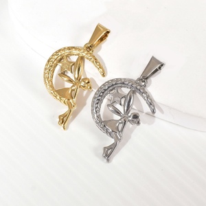 Colgante de Acero Inoxidable Olivia con Diseño de Ángel Hada Niña, Amuleto de Cupido para Hombre y Mujer, Colgantes de Moda de Oro de 18k para la Creación de Joyas - Product Image 4