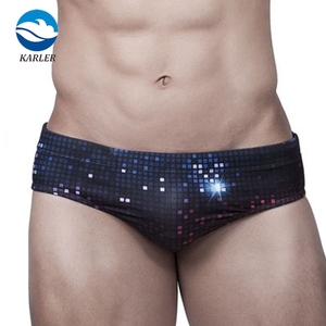 Montato Slip Sexy di Nuotata Nero Pixel Mosaico Piazza di Stampa Pantaloncini Da Bagno <span class=keywords><strong>Uomo</strong></span> Swim Brief Costume Da Bagno - Product Image 1