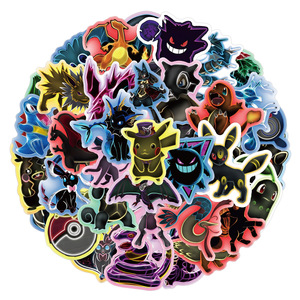 60 Pezzi/Confezione Adesivi Rimovibili in Vinile Impermeabili Stile Neon Dark con Simpatici Mostri Pika Pokeball - Product Image 2