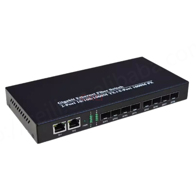 8-Port 10/100/1000Mbps SFP Fiber Optic Switch Hub with 2-Port 1000 Base-FX Rj45 Enterprise Class