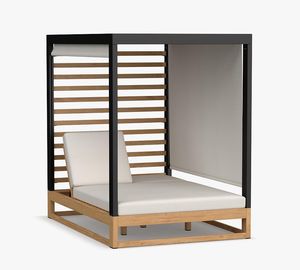 Nouveauté : Ensemble <span class=keywords><strong>de</strong></span> <span class=keywords><strong>jardin</strong></span> moderne en métal et teck, <span class=keywords><strong>lit</strong></span> <span class=keywords><strong>de</strong></span> repos <span class=keywords><strong>double</strong></span> avec auvent, chaise longue <span class=keywords><strong>de</strong></span> soleil - Product Image 6