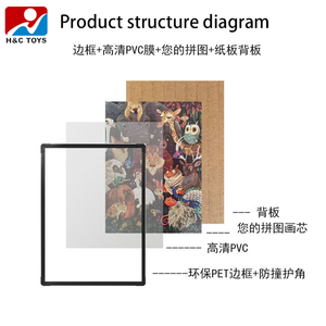Cadre de puzzle 50*70 cm, cadre noir, protection anti-collision aux coins, design sûr et fiable, planche de rangement pour puzzle - Product Image 3