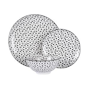 Simple y elegante vajilla restaurante familiar de la cena de impresión negro de cerámica tazones de vajilla platos y tazas - Product Image 5