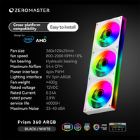 Kipas Casing PC Gaming 360mm ARGB 3 in 1 Kipas Pendingin Chassis Komputer Interlocking PWM 4-Pin RGB untuk Prosesor CPU dan Tower