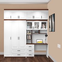 Ensemble de chambre à coucher moderne et minimaliste personnalisé pour petite chambre, avec armoire, bureau d'angle et bibliothèque intégrés, en bois, pour enfants