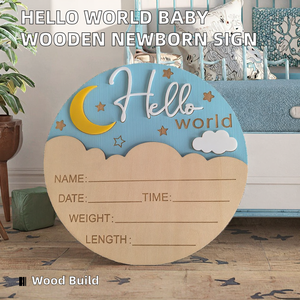 Hello World Baby Wooden Bulletin Board Newborn Wall Decor Sign for Christmas Party <strong>Decorations</strong> - Product Image 2