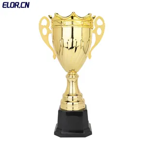 Trofeo de metal de corona imperial chapado en oro modelo popular al por mayor de fábrica Elor con base de plástico ABCD opciones de diferentes tamaños - Product Image 1