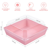 Boîte en papier kraft télescopique imprimée rose biodégradable pour emballage alimentaire avec couvercle transparent en PET