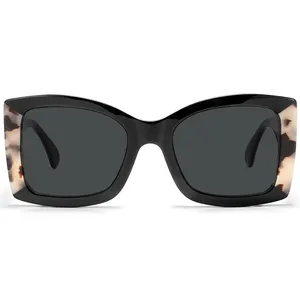 Occhiali da sole quadrati con bordo spesso con Logo personalizzato occhiali da sole in acetato nero polarizzato di alta qualità da donna