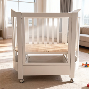 Cunas de Madera Multifuncionales Portátiles Ajustables Transparentes con Ruedas para Bebés - Product Image 4