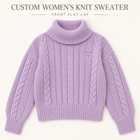 Pull en tricot torsadé à col châle personnalisé pour femme, à manches longues, avec logo en relief, pour l'automne et l'hiver