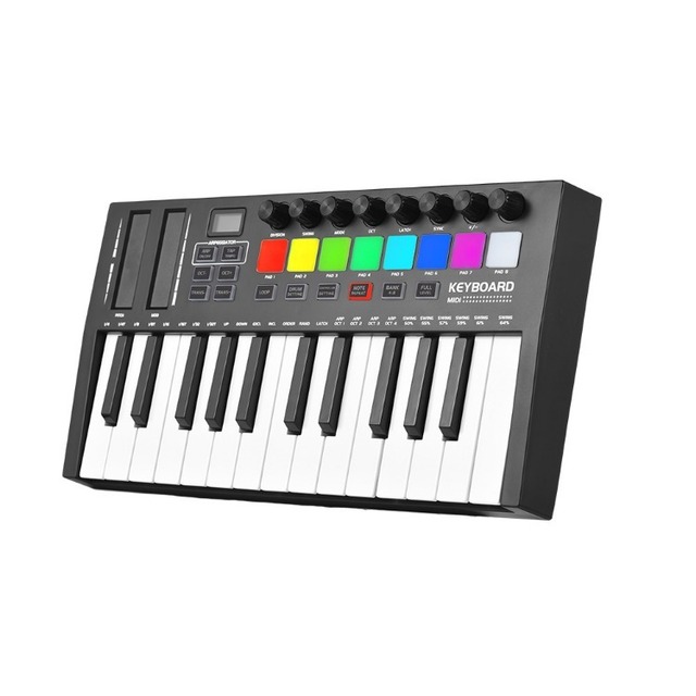 Lightweight USB 5V/1A Type-C OLED Display 25 Key MIDI Keyboard Controller Electronic Audio Intelligent Strike Pad Keyboard