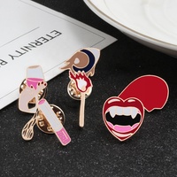Broche de labios rojos esmaltados, para vino, cigarrillos, ojos, corazón, chaqueta, joyería de moda, Pin de solapa