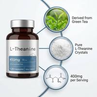Complément d'acides aminés naturels, végétalien, halal, fabricant OEM en marque blanche, capsules de L-théanine 400 mg, 120 capsules