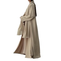 Abaya pour femme en satin ouvert à manches fendues, style traditionnel et modeste, de haute qualité, personnalisée OEM, du fabricant de vêtements de Dubaï pour le Ramadan et l'Aïd