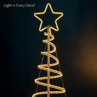 Guirlande lumineuse LED spirale de Noël 1,5m 1,8m avec étoile 2700K, lampe décorative d'intérieur AC 220V IP44, portable et facile à installer