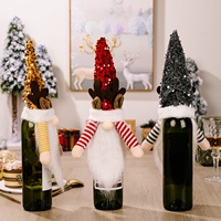 Nouvelle Décoration de Noël Transfrontalière : Capuchon de Bouteille de Vin Gnome à Paillettes Rouge, Jaune et Noir, Style Européen et Américain