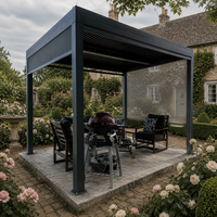Pergola de luxe en alliage d'aluminium avec finition thermolaquée, système de toit rétractable motorisé, lucarne – Espace de vie extérieur écologique