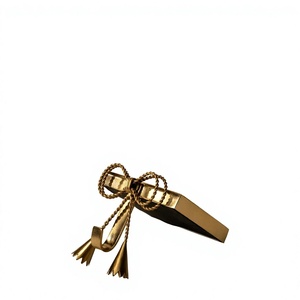 Luxury Golden Bow <b>Stocking</b> <b>Holder</b> Metal Mantel Hook Rectangle Elegant Christmas Fireplace Hanger Decorative Holiday Factory - Product Image 1