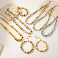 Collier ras du cou bicolore or et argent en acier inoxydable plaqué or avec perles rondes pour femme