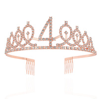 Ensemble d'accessoires pour cheveux pour anniversaire de 1 an, style européen-américain, avec couronne numérique, ceinture d'étiquette en strass et en alliage