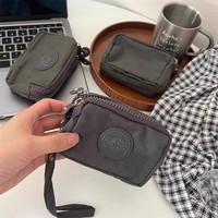 Dompet Koin Kain Nilon Uniseks Gaya Korea Baru, Dompet Koin Portabel Ramah Perjalanan, Tempat Kartu, Tiga Lapisan untuk Koin