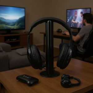 5 In 1 Wireless Headset With Receiver For TV Phone Computer Gaming Music 30m Range - Product Image 2