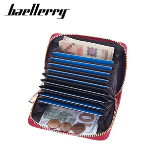 กระเป๋าใส่บัตรใบเล็กสำหรับผู้หญิง Baellerry หนัง PU ซิปใส่เหรียญ ช่องใส่บัตรหลายช่อง กระเป๋าสตางค์แบบพับเก๋ไก๋ สีแดง - Product Image 2