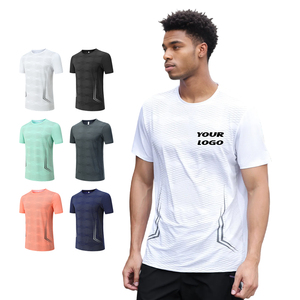 T-shirt de sport pour homme surdimensionné à séchage rapide, chemises de sport pour la salle de gym, logo personnalisé, évacuation de l'humidité, respirant, OEM/ODM - Product Image 3