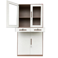 Armoire de rangement de bureau élégante et fonctionnelle-Affichage de porte et compartiments verrouillables sécurisés