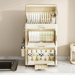 Égouttoir de Rangement Moderne Entièrement Fermé pour Ustensiles de <span class=keywords><strong>Cuisine</strong></span> PP, Couvertures de Bols, Baguettes et Vaisselle avec Couvercle Basculant - Product Image 2