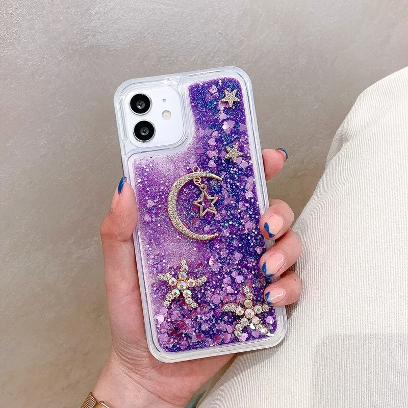 Glitter Stars Quicksand Phone Case for Samsung Galaxy S21 S20 FE Note 20 Ultra S10E S10 S9 S8 Plus S6 S7 Edge Diamond Moon Case