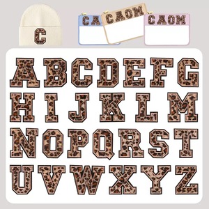 Patchs Alphabet Léopard Personnalisés avec Bordure Dorée Scintillante, Broderie Lettres A-Z, Badge Thermocollant en Chenille pour Sac, Chapeau, Sweat à Capuche - Product Image 2
